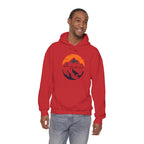 Mountain Sunset Hoodie — "Wander More, Worry Less" Outdoor Graphic Hoodie