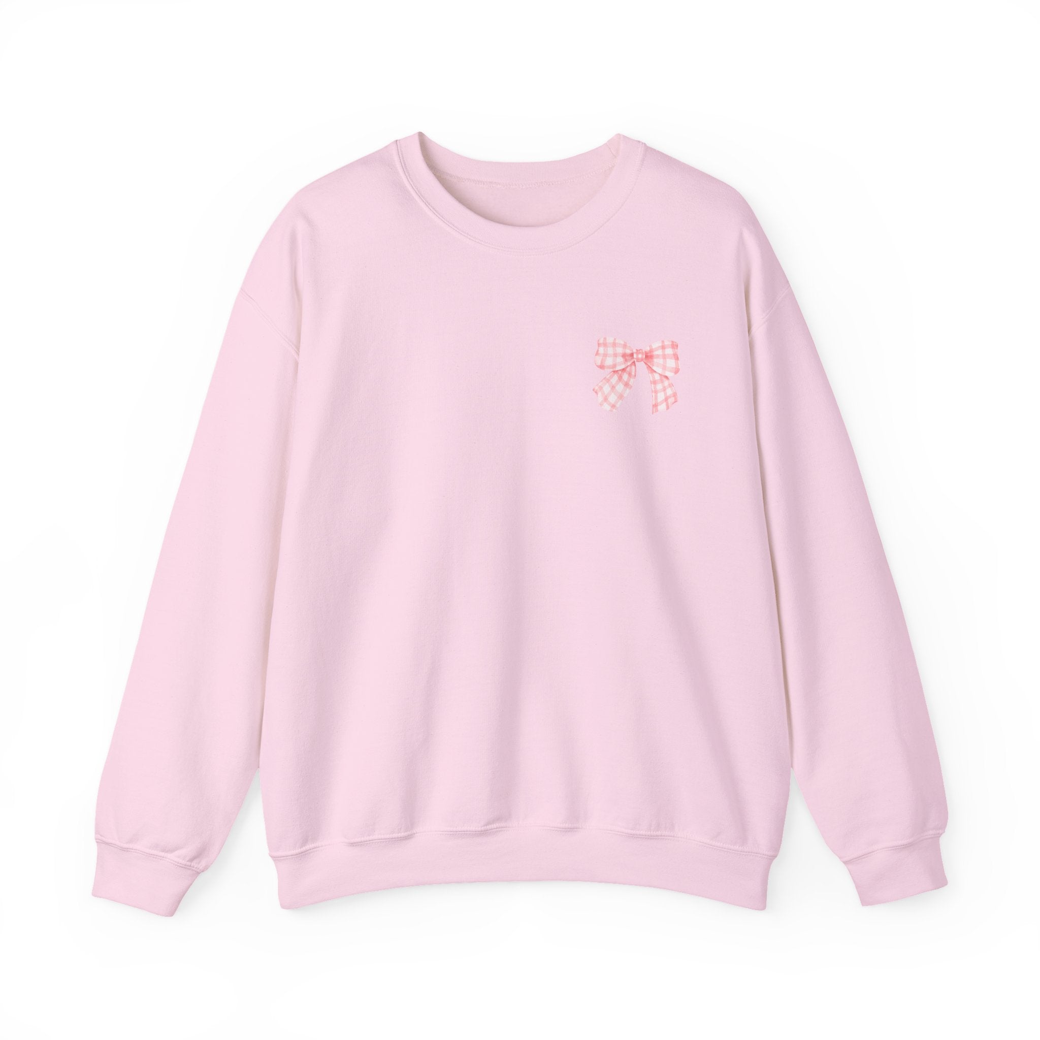 Soft Girl Era - Pink Gingham Bow Crewneck