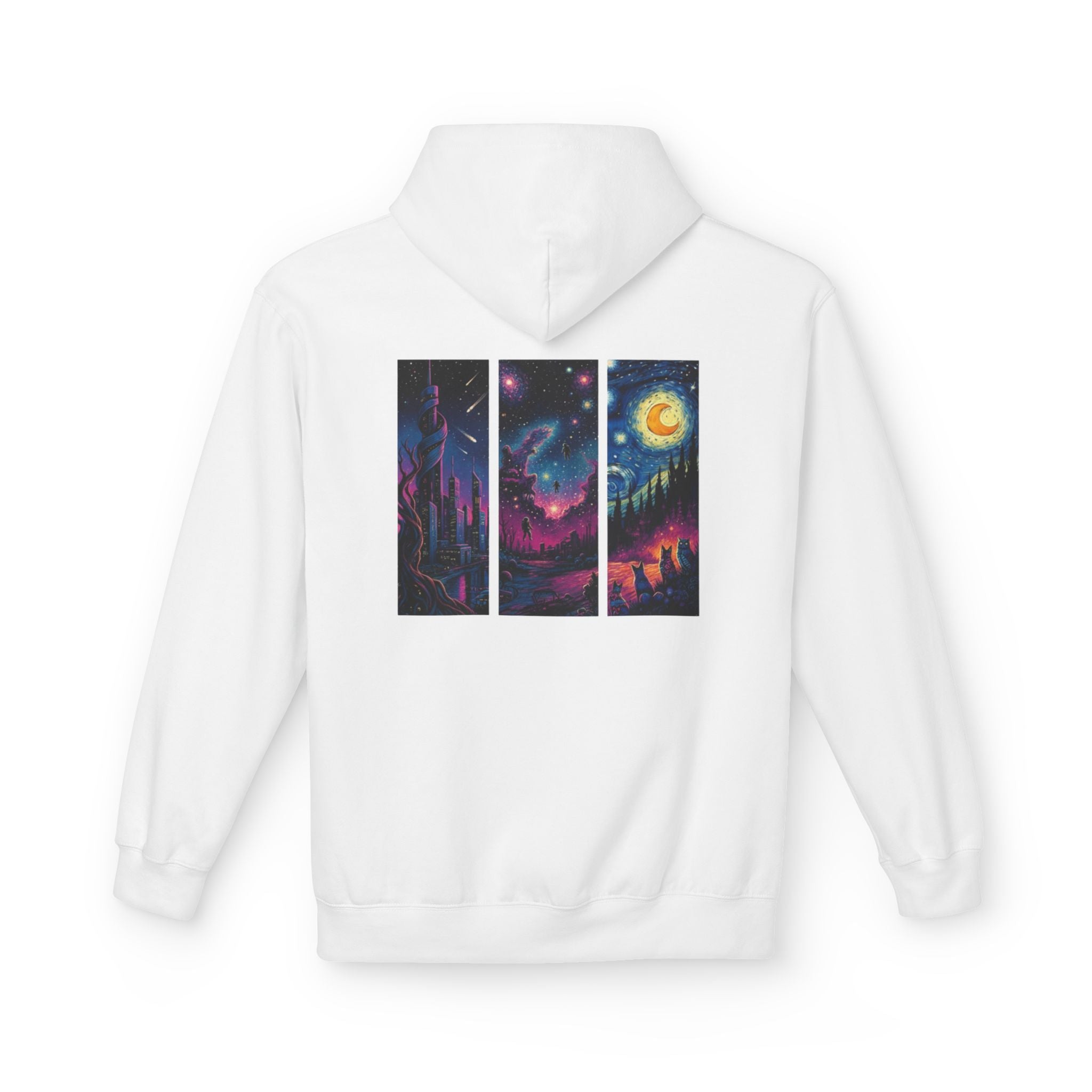 Cosmic Dreamers Hoodie | Night Sky Triptych, Stars, Moon