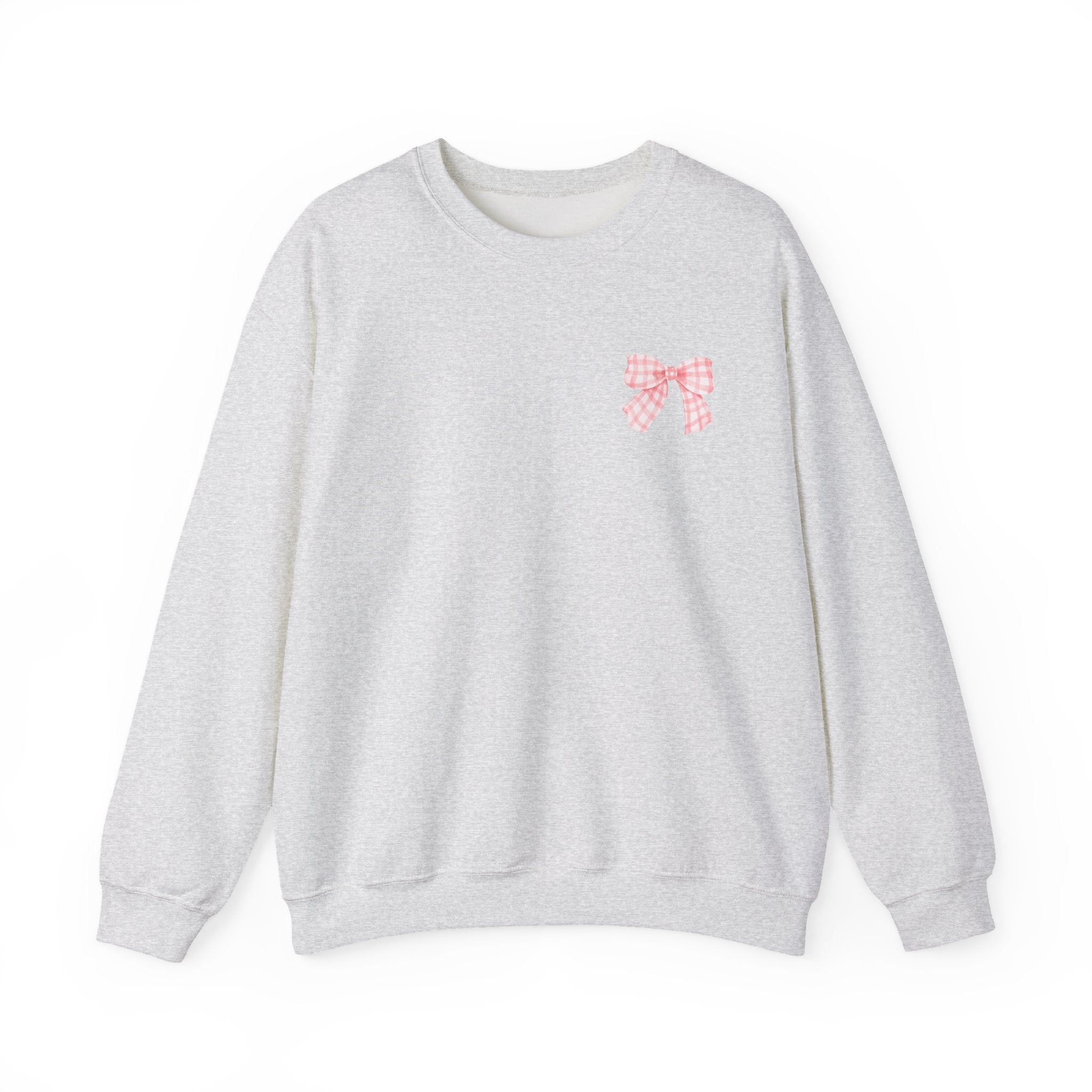 Soft Girl Era - Pink Gingham Bow Crewneck