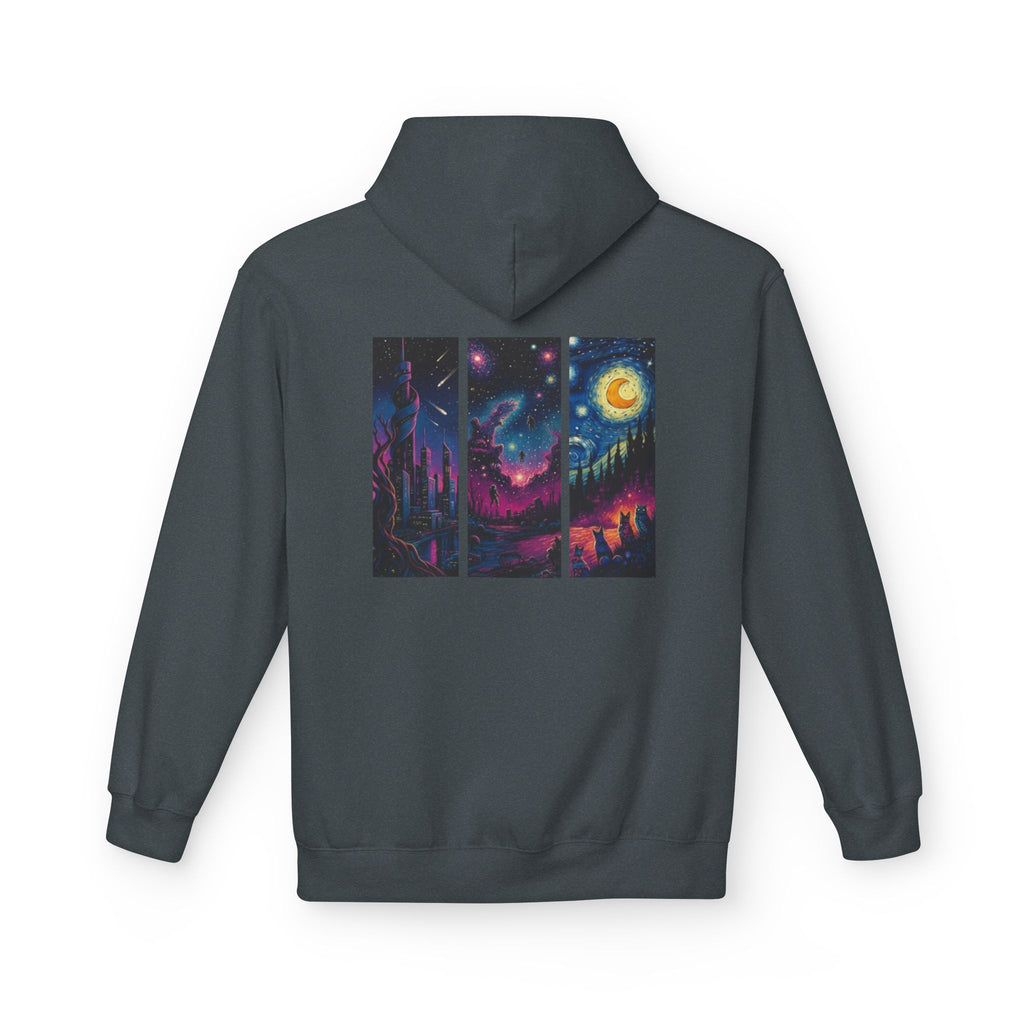 Cosmic Dreamers Hoodie | Night Sky Triptych, Stars, Moon