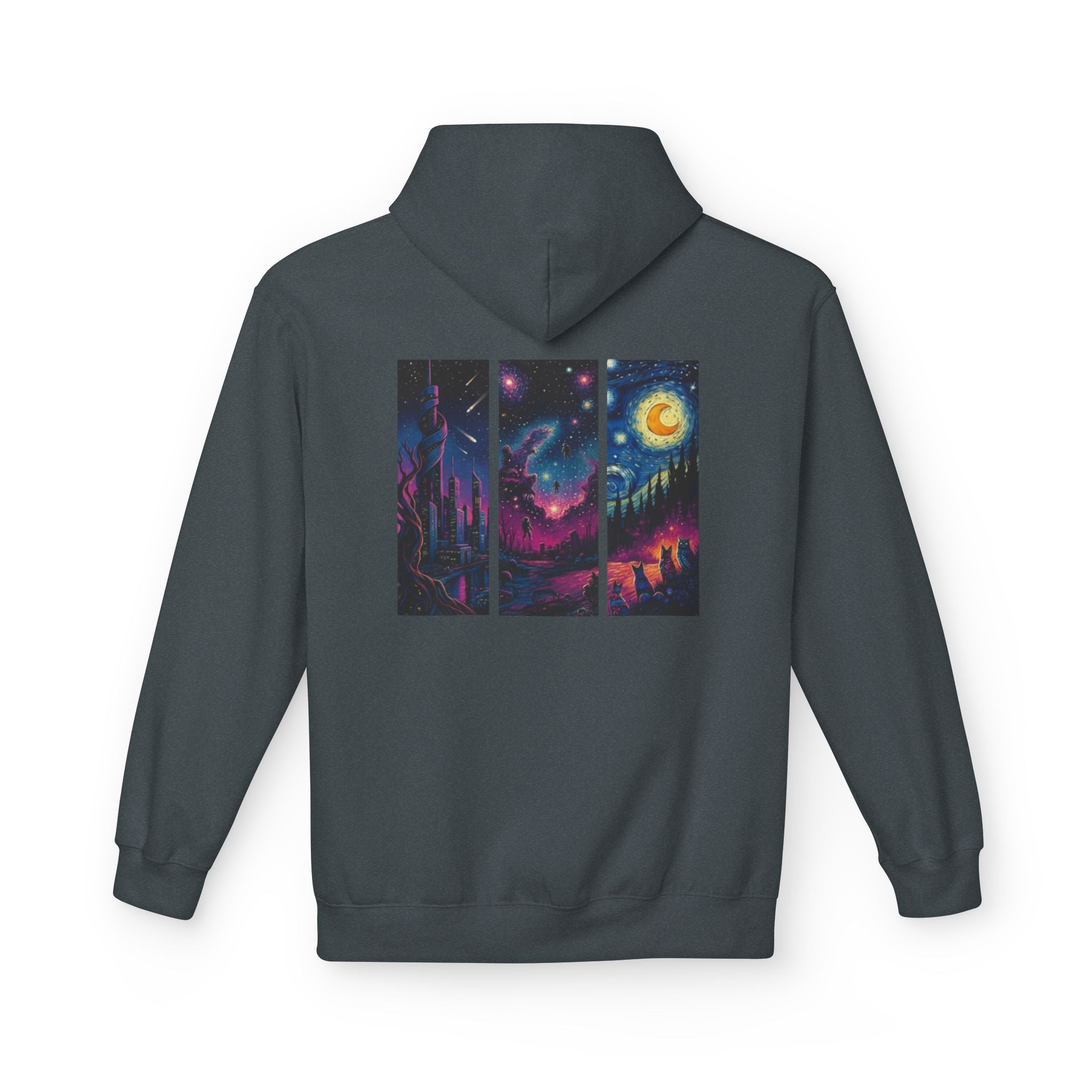 Cosmic Dreamers Hoodie | Night Sky Triptych, Stars, Moon
