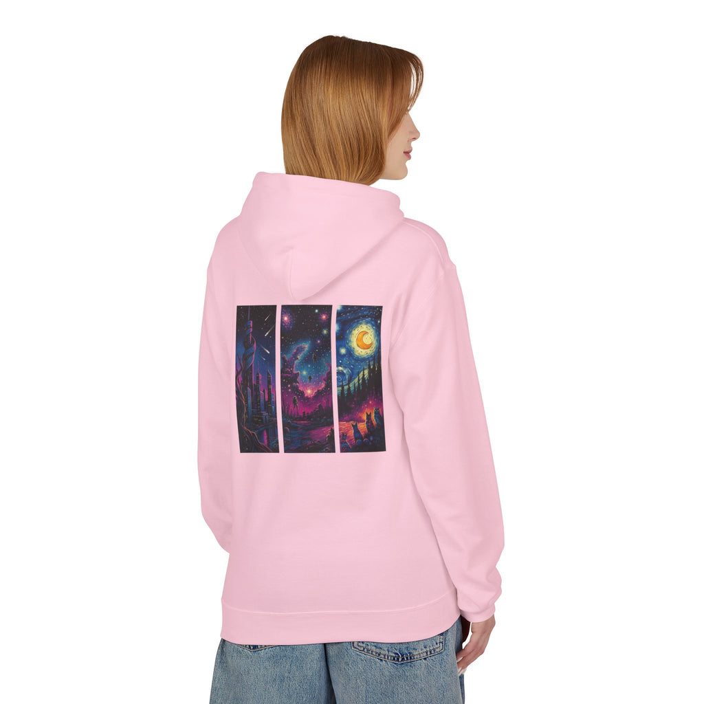 Cosmic Dreamers Hoodie | Night Sky Triptych, Stars, Moon