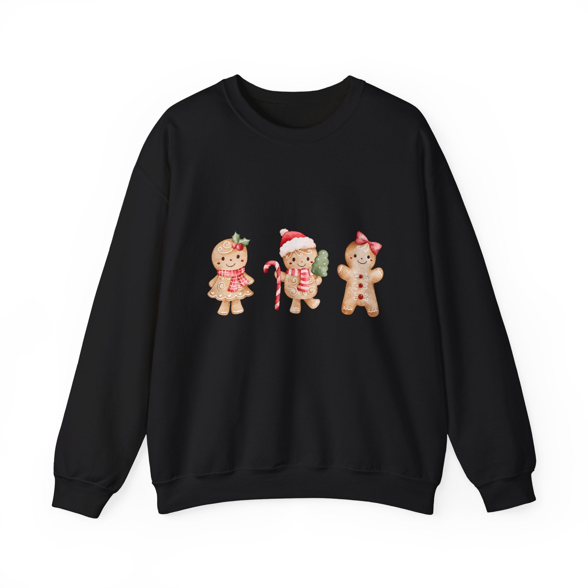 Watercolor Gingerbread Trio Sweatshirt | Candy Cane Gift Sack Sweatshirt