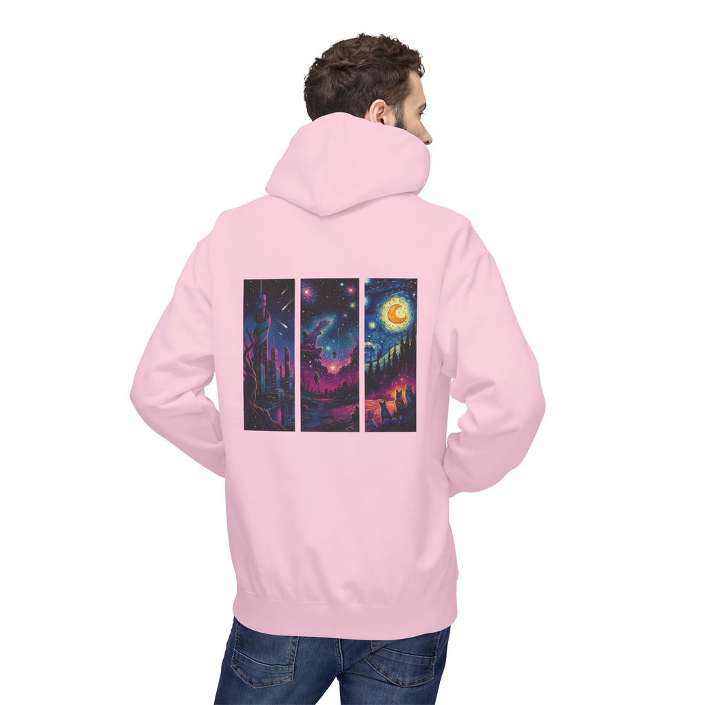 Cosmic Dreamers Hoodie | Night Sky Triptych, Stars, Moon