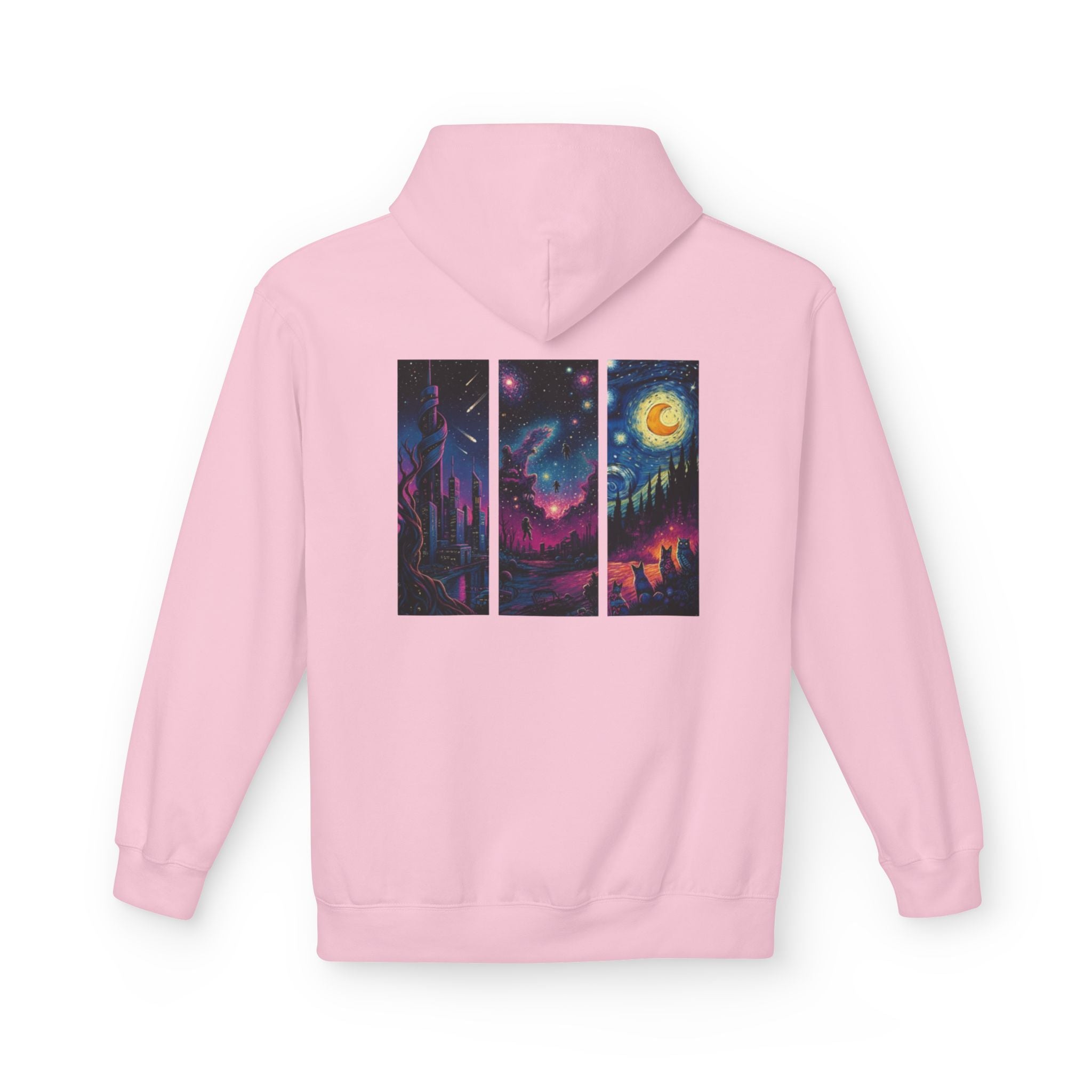 Cosmic Dreamers Hoodie | Night Sky Triptych, Stars, Moon
