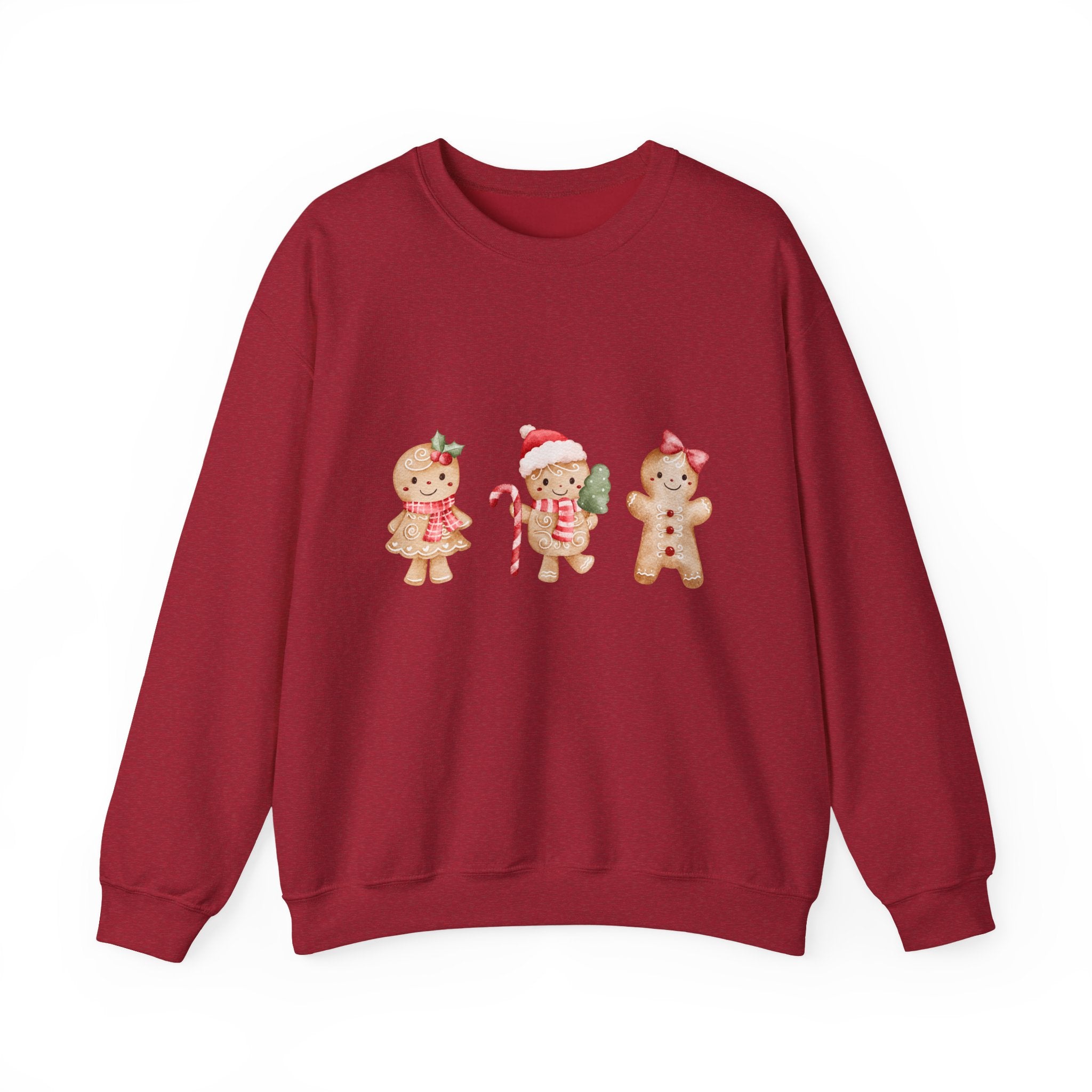 Watercolor Gingerbread Trio Sweatshirt | Candy Cane Gift Sack Sweatshirt