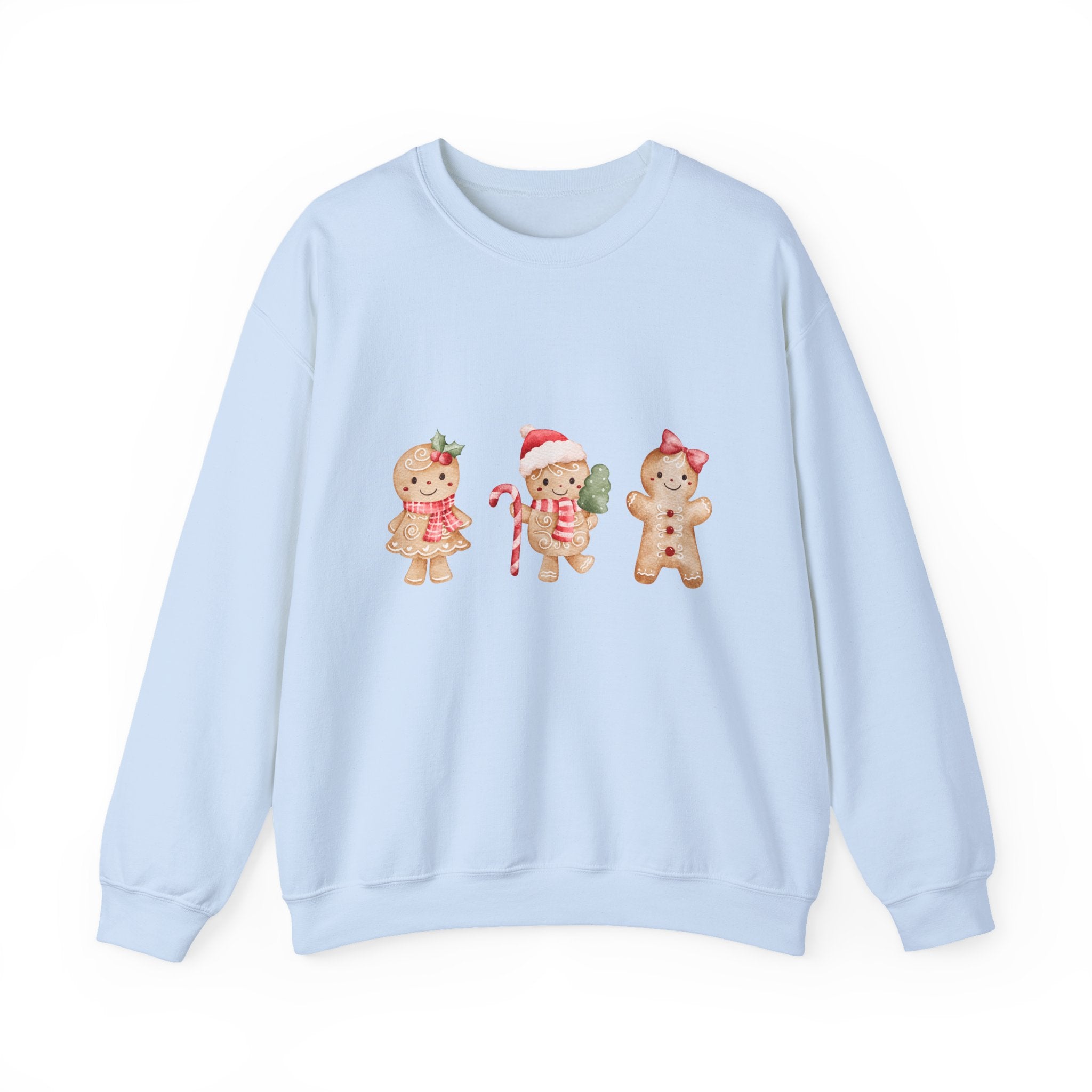 Watercolor Gingerbread Trio Sweatshirt | Candy Cane Gift Sack Sweatshirt