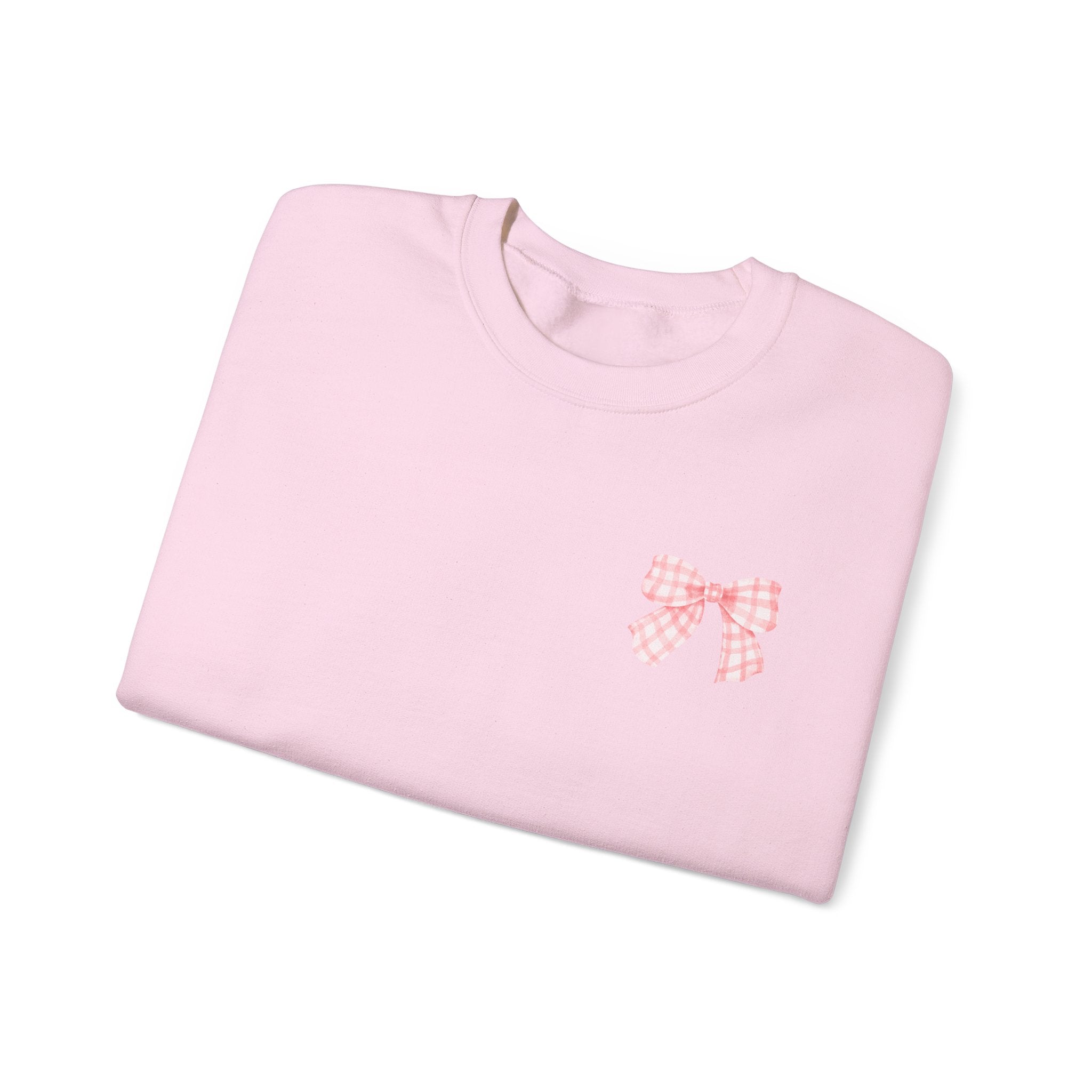Soft Girl Era - Pink Gingham Bow Crewneck
