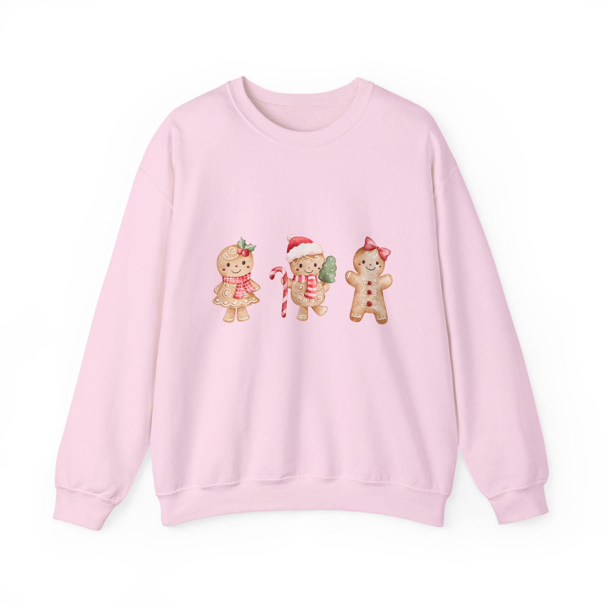 Watercolor Gingerbread Trio Sweatshirt | Candy Cane Gift Sack Sweatshirt