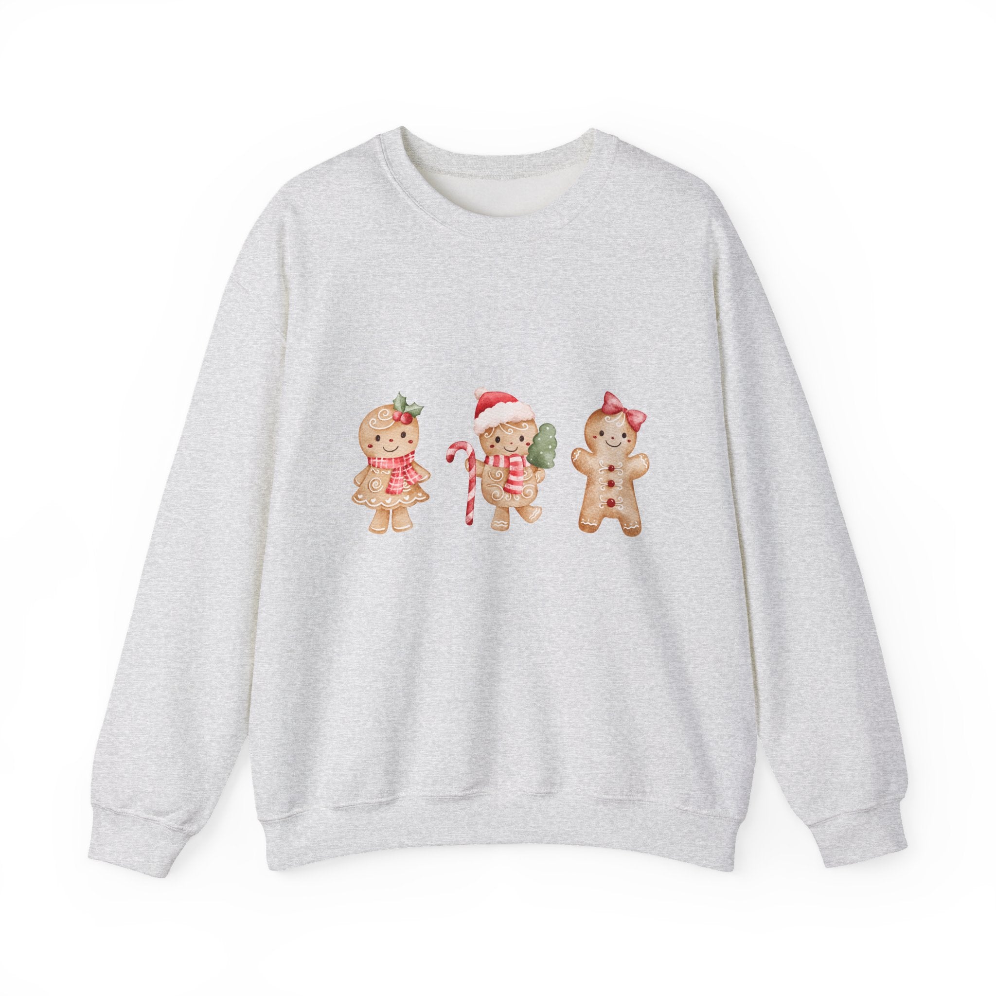 Watercolor Gingerbread Trio Sweatshirt | Candy Cane Gift Sack Sweatshirt
