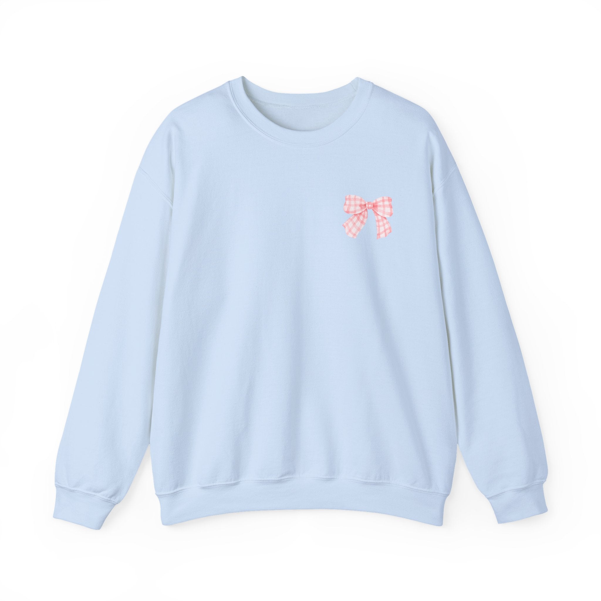 Soft Girl Era - Pink Gingham Bow Crewneck