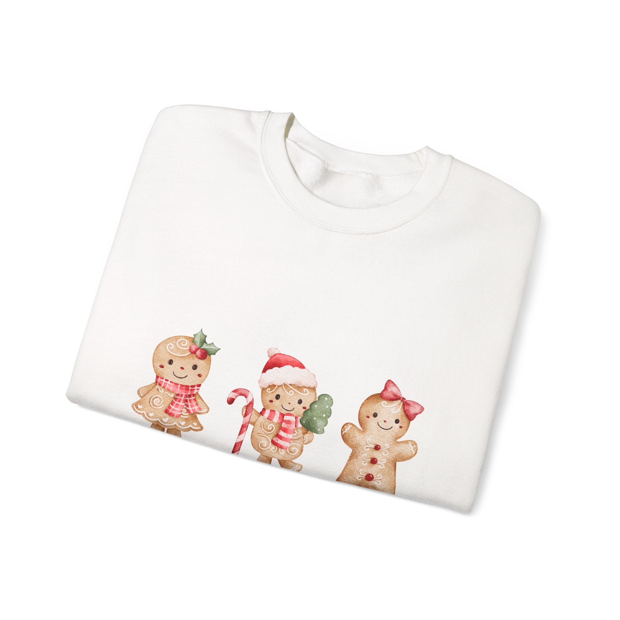 Watercolor Gingerbread Trio Sweatshirt | Candy Cane Gift Sack Sweatshirt