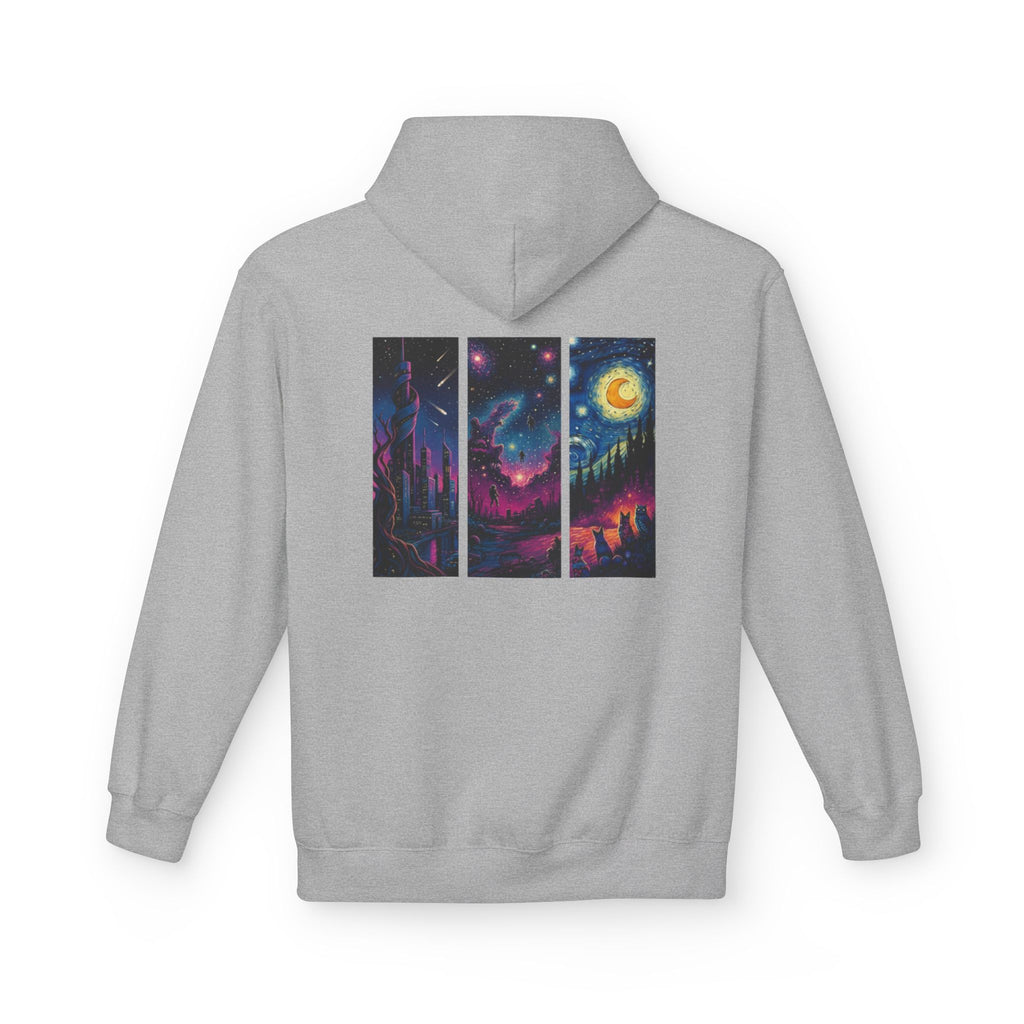 Cosmic Dreamers Hoodie | Night Sky Triptych, Stars, Moon