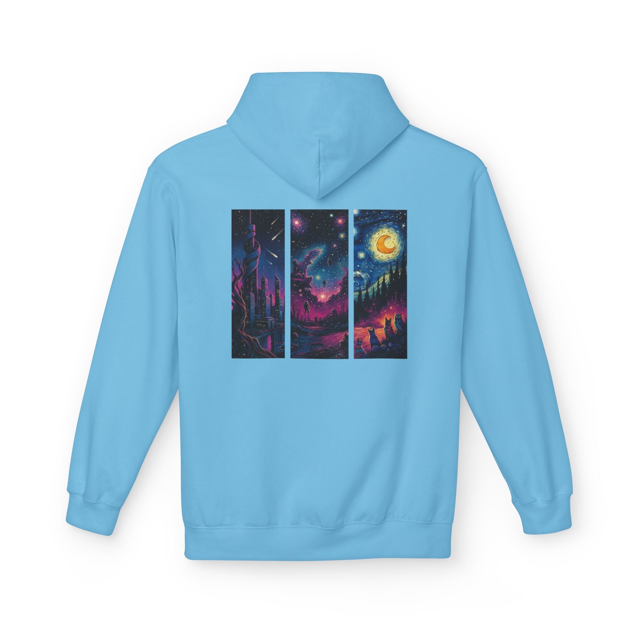 Cosmic Dreamers Hoodie | Night Sky Triptych, Stars, Moon