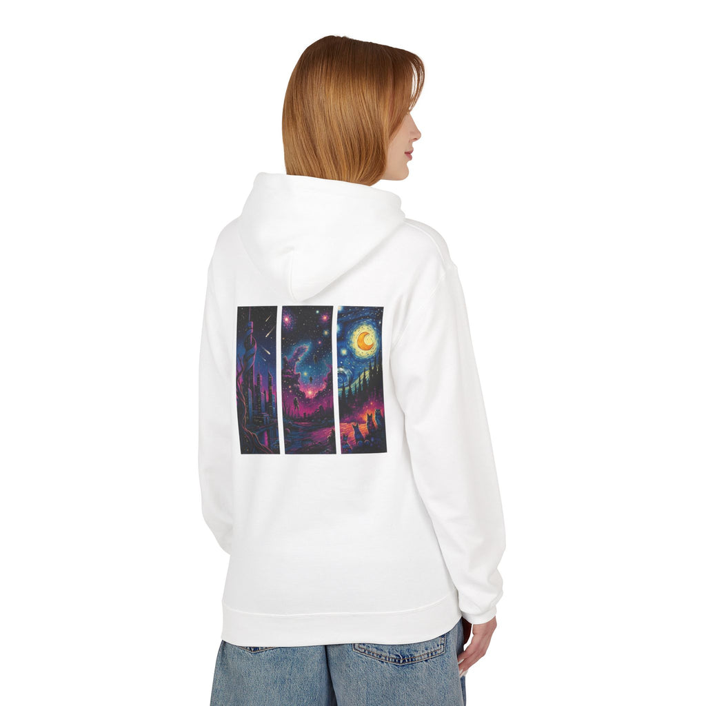 Cosmic Dreamers Hoodie | Night Sky Triptych, Stars, Moon