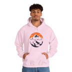 Mountain Sunset Hoodie — "Wander More, Worry Less" Outdoor Graphic Hoodie