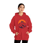 Mountain Sunset Hoodie — "Wander More, Worry Less" Outdoor Graphic Hoodie