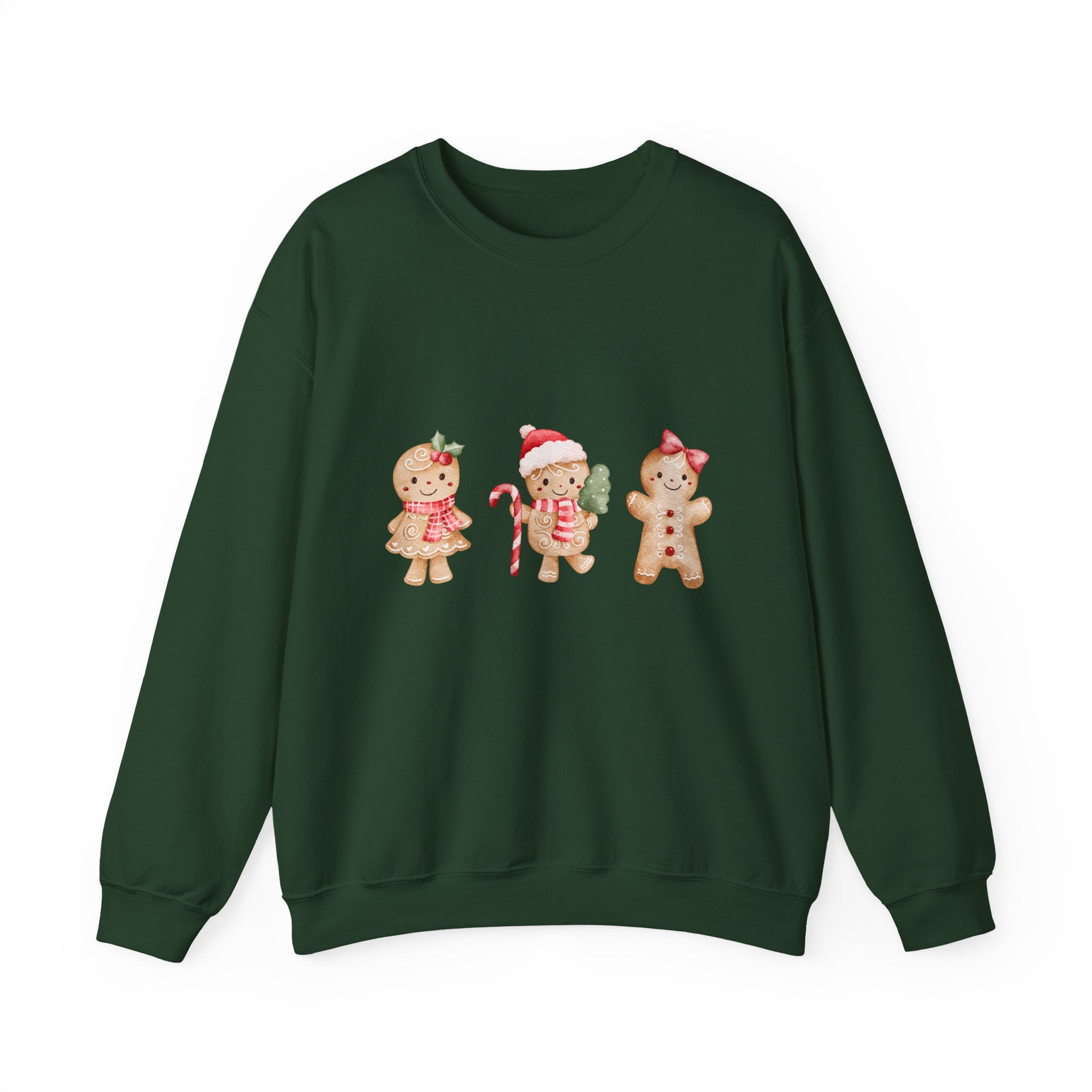 Watercolor Gingerbread Trio Sweatshirt | Candy Cane Gift Sack Sweatshirt