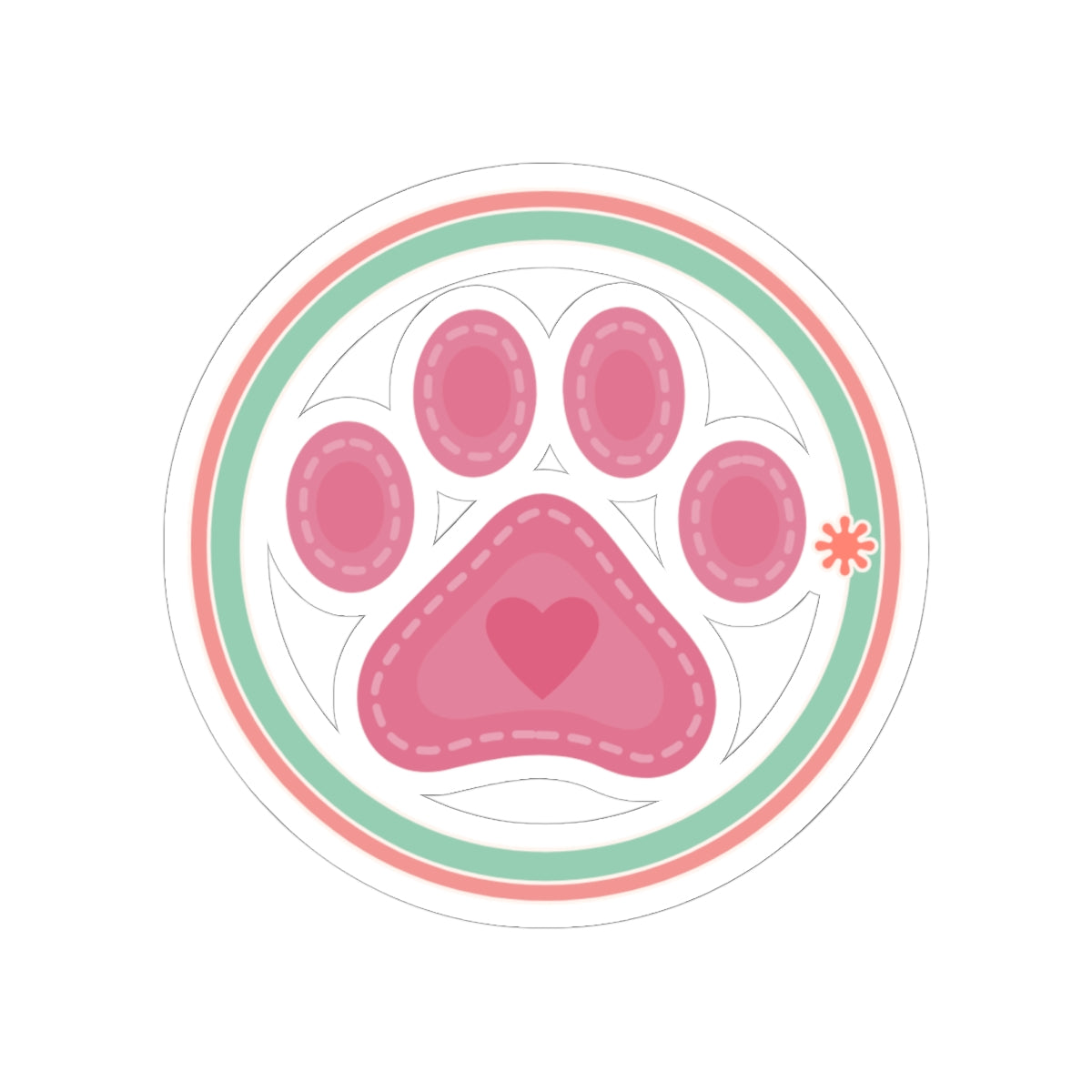 Pink Paw Print Kiss-Cut Sticker — Cute Pet Laptop Decal
