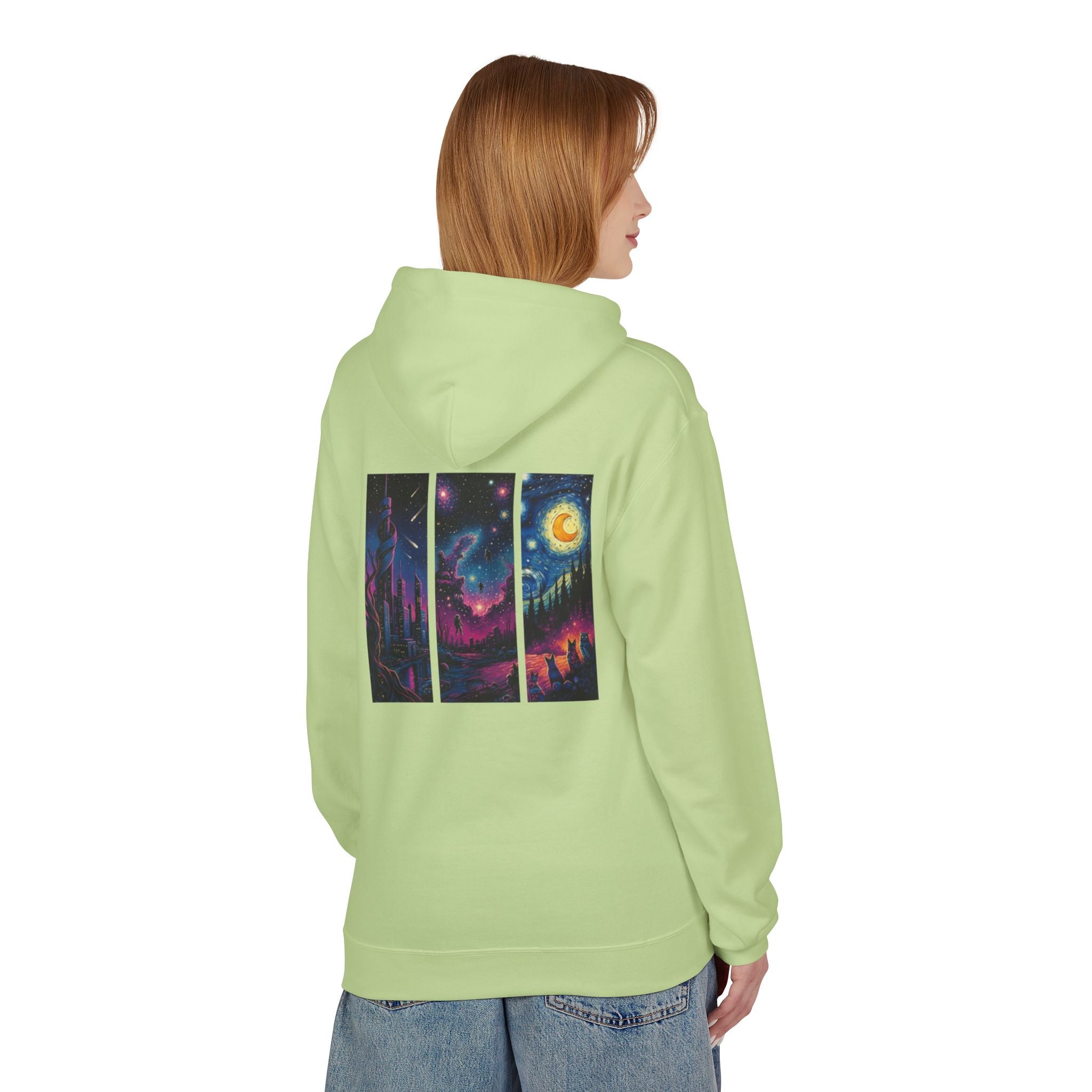 Cosmic Dreamers Hoodie | Night Sky Triptych, Stars, Moon