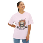 Grind or Die Skull Tee — Flaming Skull Weightlifting T-Shirt