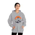 Mountain Sunset Hoodie — "Wander More, Worry Less" Outdoor Graphic Hoodie