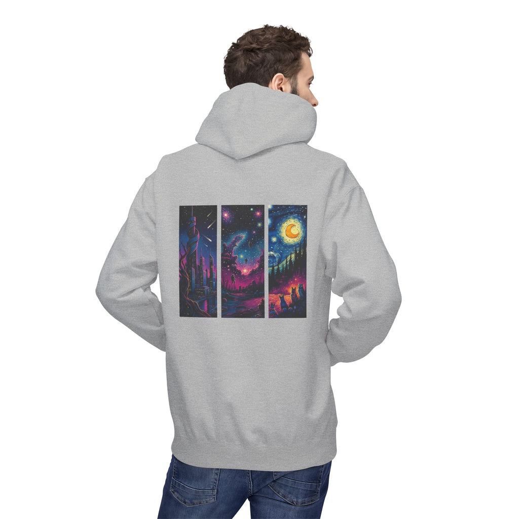 Cosmic Dreamers Hoodie | Night Sky Triptych, Stars, Moon